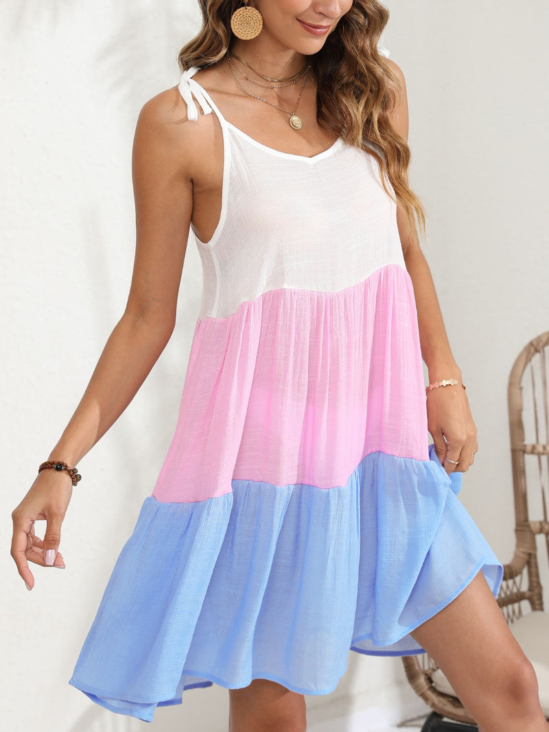 Presley Color Block Spaghetti Strap Cover-Up Dress - Deal of the Day!