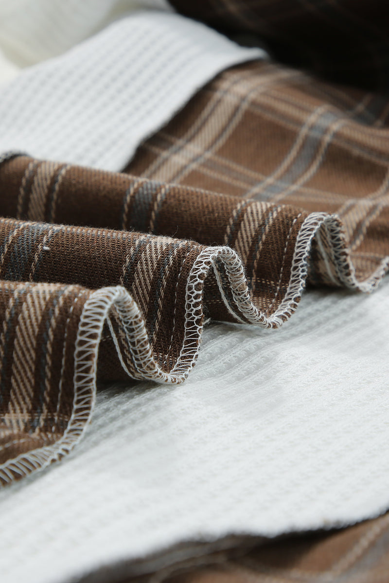 Gavin Waffle Knit Plaid Long Sleeve Kangaroo Pocket Hoodie