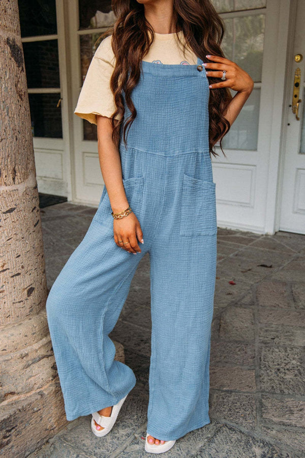 Dielle Full Size Pocketed Wide Strap Wide Leg Overalls