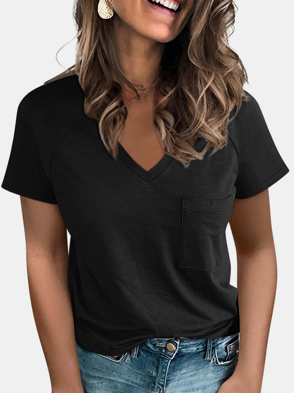 Alexa Pocketed V-Neck Short Sleeve T-Shirt