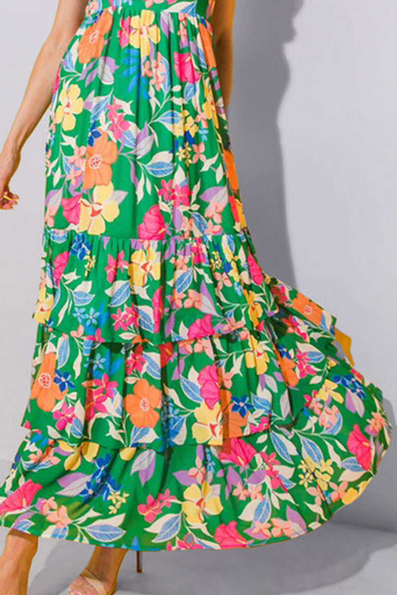 Robin Tiered Ruffled Printed Sleeveless Dress