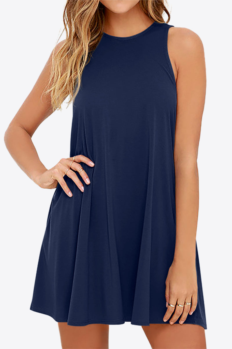 Deal of the Day Nora Round Neck Sleeveless Dress with Pockets