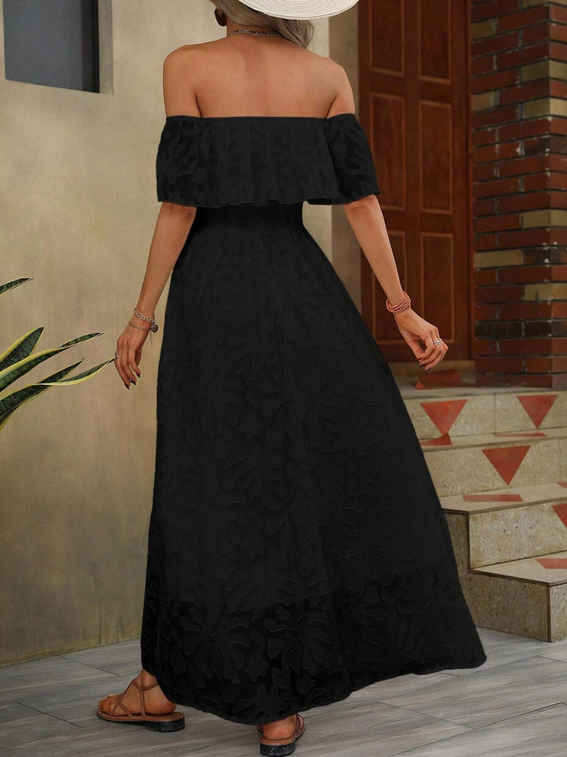 Carla Slit Off-Shoulder Short Sleeve Dress