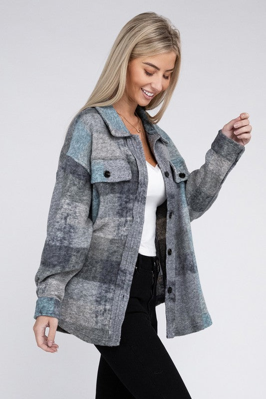 Tristan Grey Check Pocketed Shacket