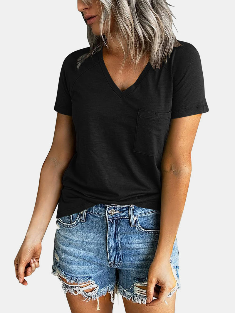 Alexa Pocketed V-Neck Short Sleeve T-Shirt