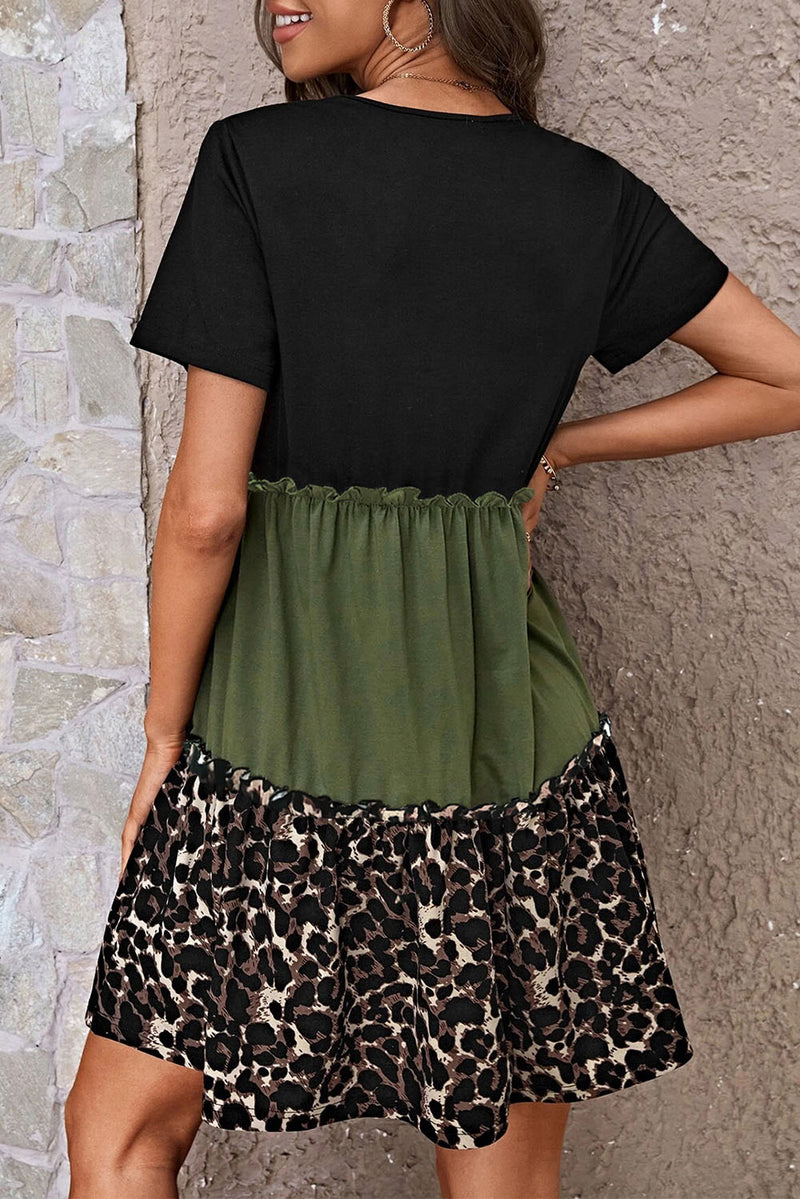 Malley Leopard Round Neck Short Sleeve Dress