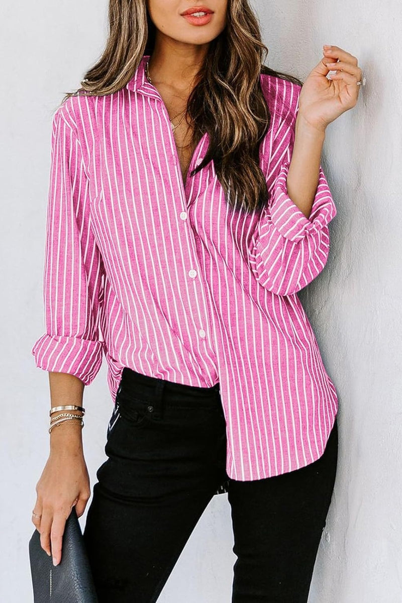 Giselle Striped Button Up Long Sleeve Shirt