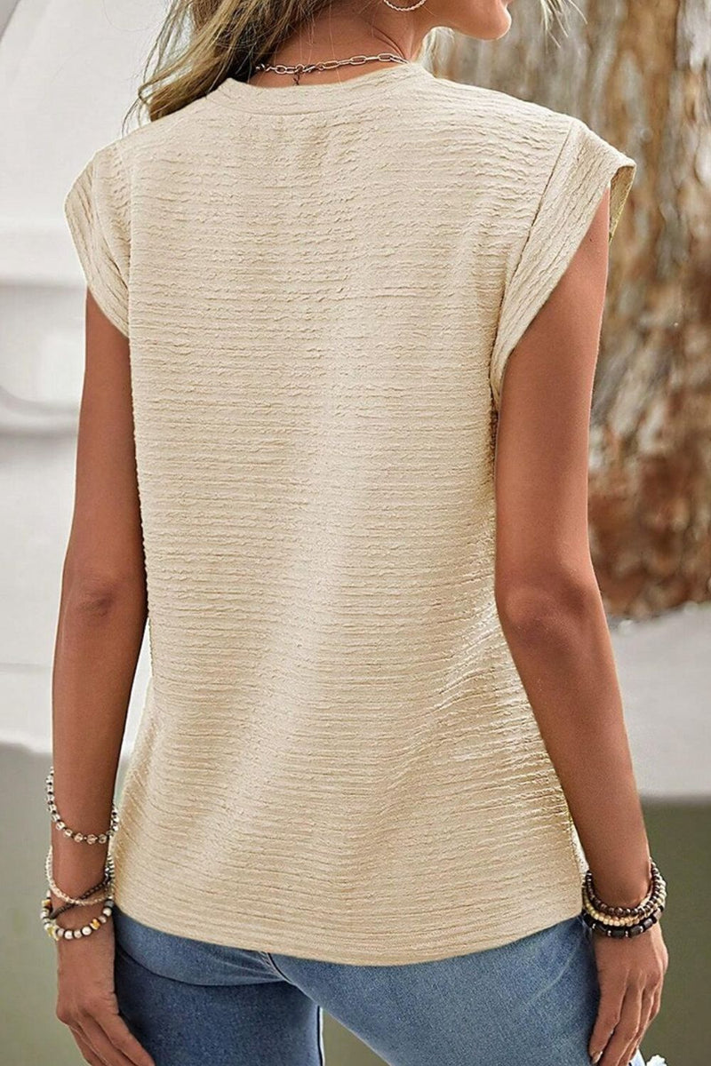 Deacon Round Neck Cap Sleeve Blouse -- Deal of the day!
