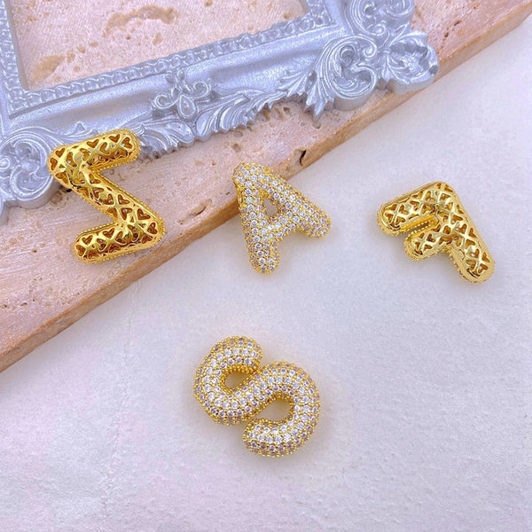 Gold-Plated Inlaid Zircon Letter Necklace-- V-Z