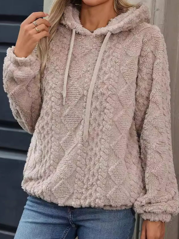 Amelia Drawstring Long Sleeve Plush Hoodie