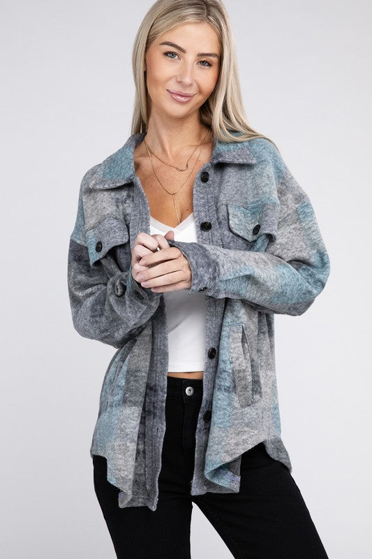 Tristan Grey Check Pocketed Shacket
