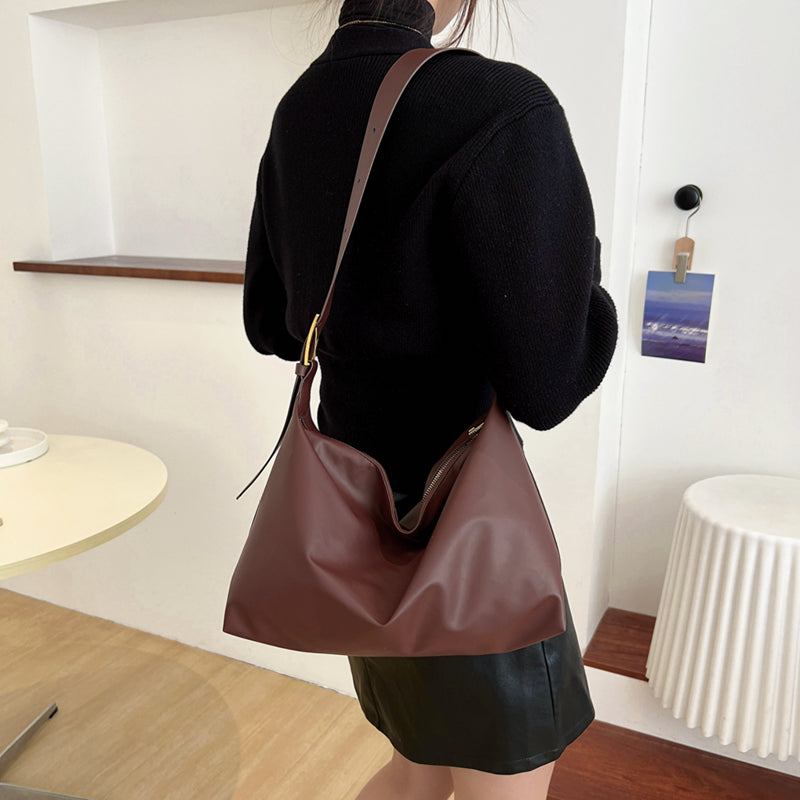 Adjustable Strap Faux Leather Handbag