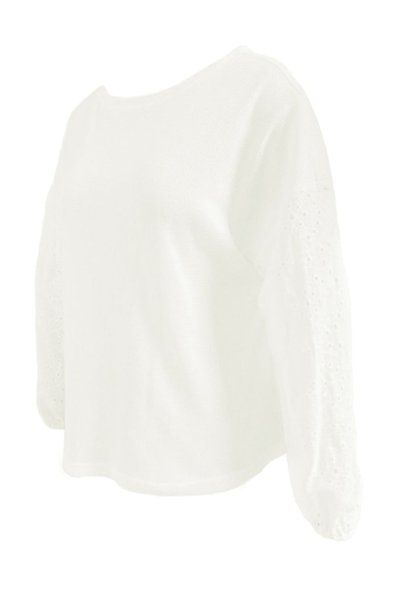 Korey Openwork Dropped Shoulder Boat Neck Blouse -- Deal of the day!