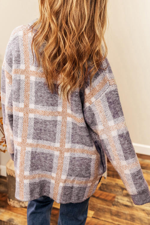 Layla Button Up Plaid Long Sleeve Cardigan