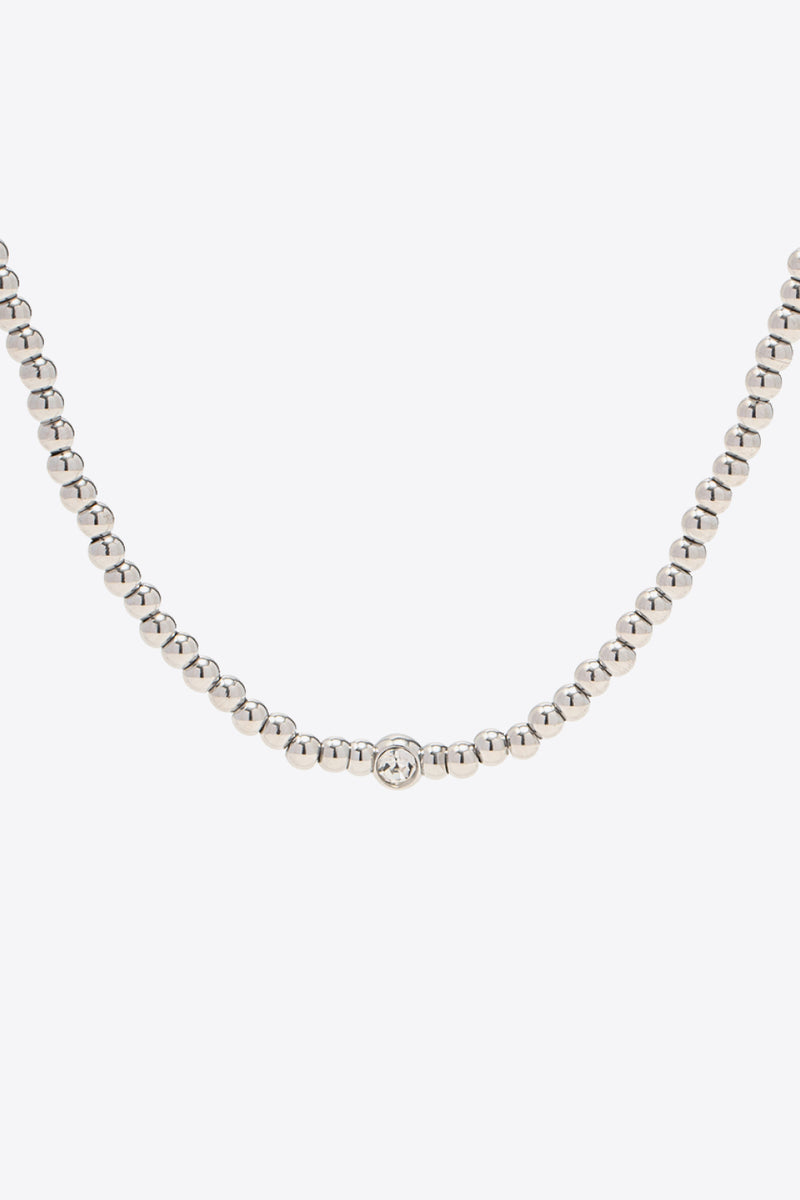 Sloan Inlaid Zircon Beaded Stainless Steel Necklace