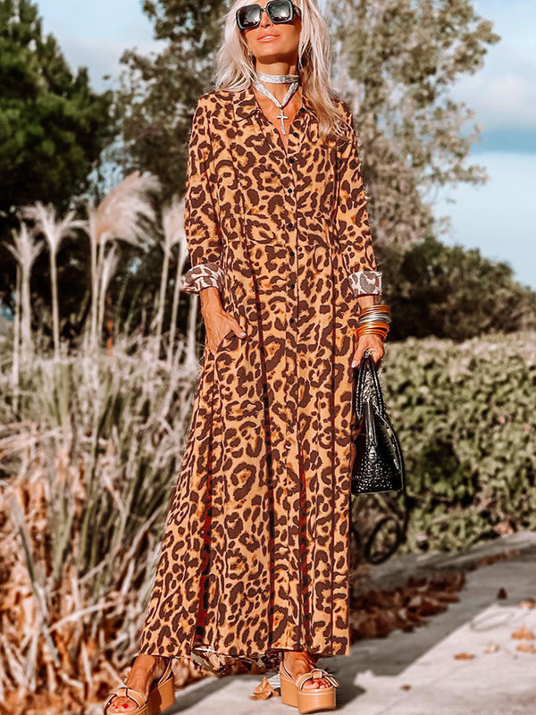 Krystal Leopard Buttoned Maxi Dress