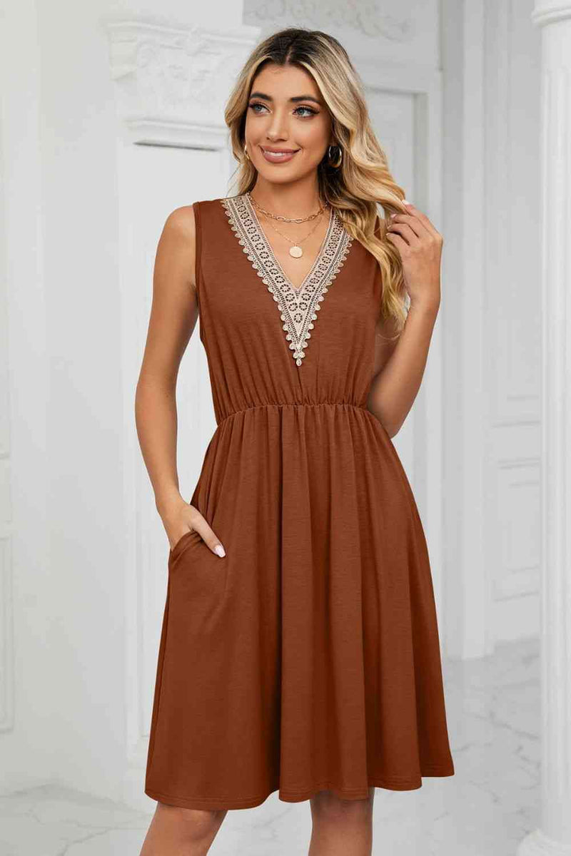 Layla Contrast V-Neck Sleeveless Dress -- Deal of the day!
