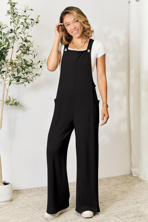 Carol Double Take Full Size Wide Strap Overall with Pockets