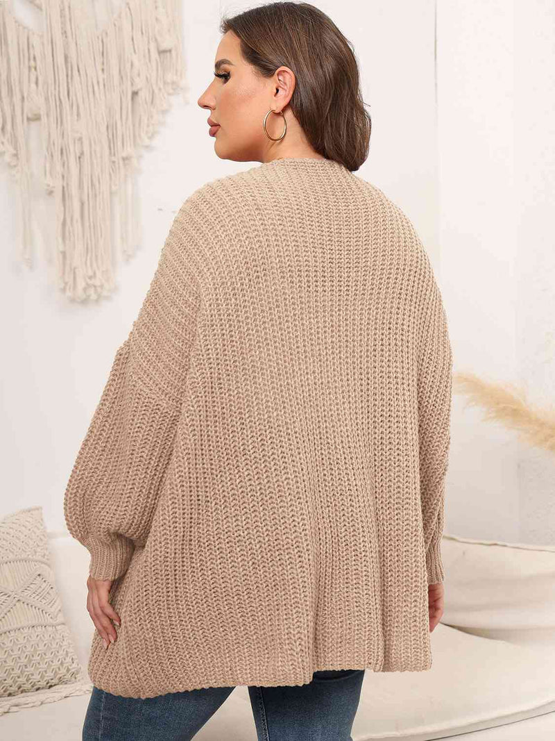 Ophelia Plus Size Open Front Dropped Shoulder Knit Cardigan -- Deal of the day!