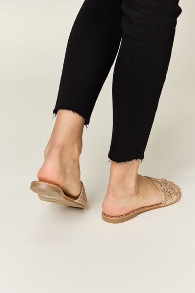 Kiera Rhinestone Open Toe Flat Sandals
