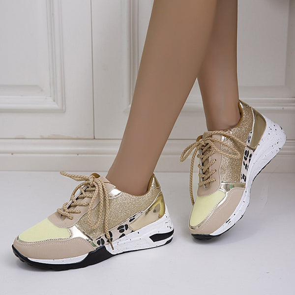 Lace-Up Round Toe Platform Sneakers