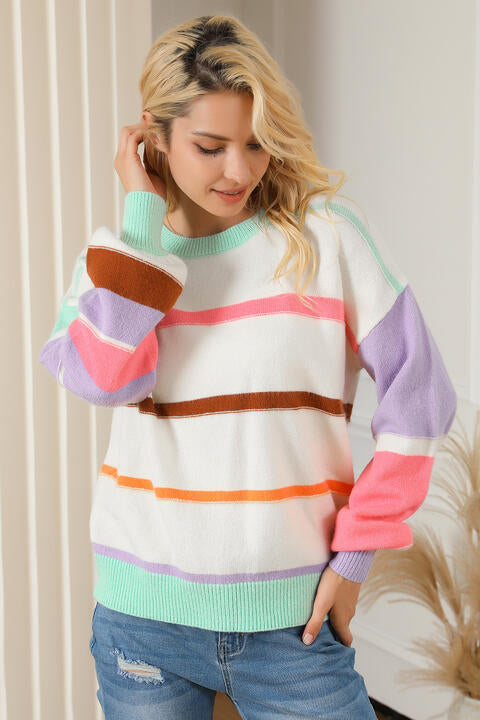 Gianna Round Neck Lantern Sleeve Sweater