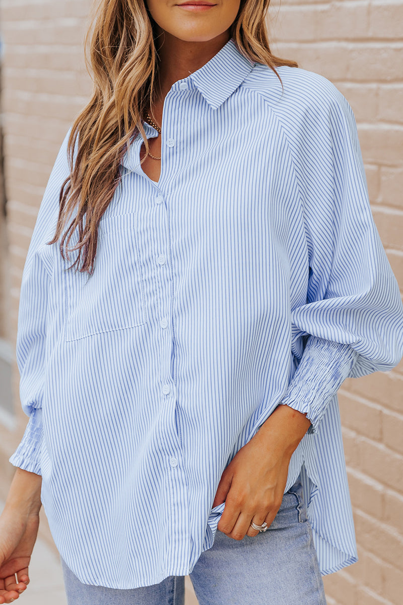 Scout Striped Lantern Sleeve Collared Shirt