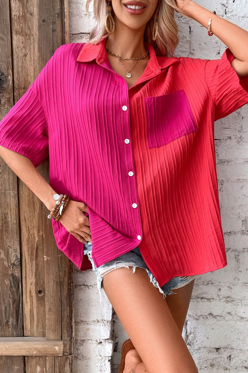 Harmonie Two-Tone Button Front Dropped Shoulder Shirt