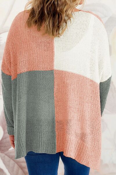 Canyon Plus Size Color Block Round Neck Sweater