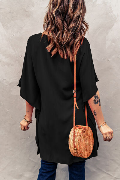 Gentry High-Low Notched Half Sleeve Blouse - Deal of the Day!