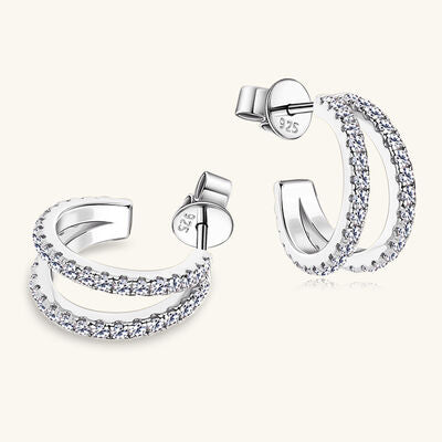 Lab Create Diamond 925 Sterling Silver C-Hoop Earrings