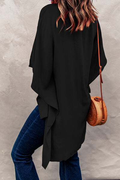 Gentry High-Low Notched Half Sleeve Blouse - Deal of the Day!
