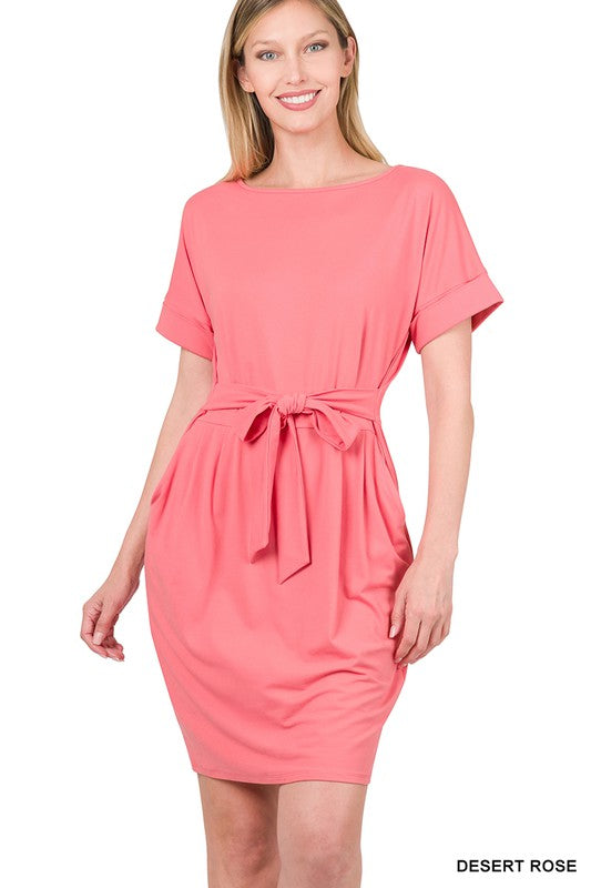 Deal of the Day Jackie BRUSHED DTY TIE-BELT DRESS