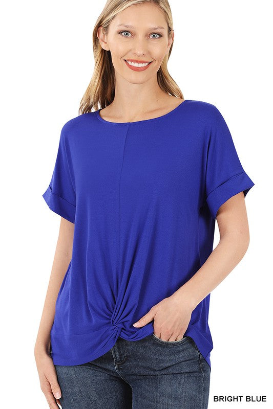 Deal of the Day Edie RAYON SPAN CREPE KNOT-FRONT TOP