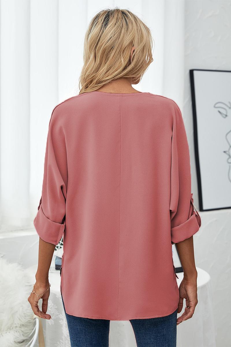 Urie Roll-Tab Sleeve V-Neck Blouse - Deal of the Day!