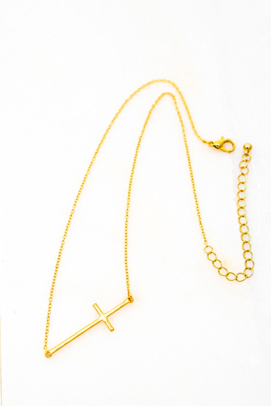 Effie Hammered Sideway Cross Necklace