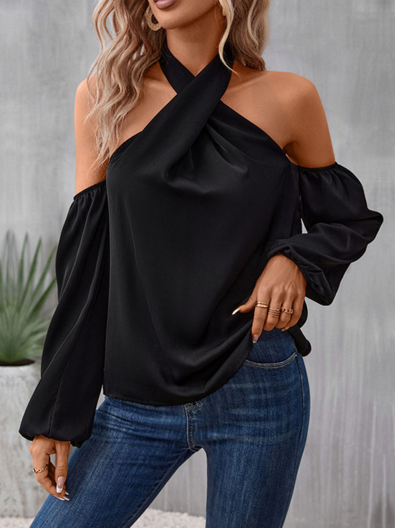 Aerin Grecian Cold Shoulder Long Sleeve Blouse - Deal of the Day!