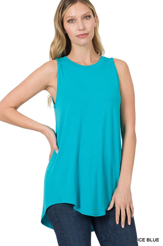 Deal of the Day Muriel LUXE RAYON SLEEVELESS ROUND NECK HI-LOW HEM TOP
