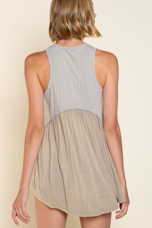 Deal of the Day Dina Simple But Unique Babydoll Knit Tank Top