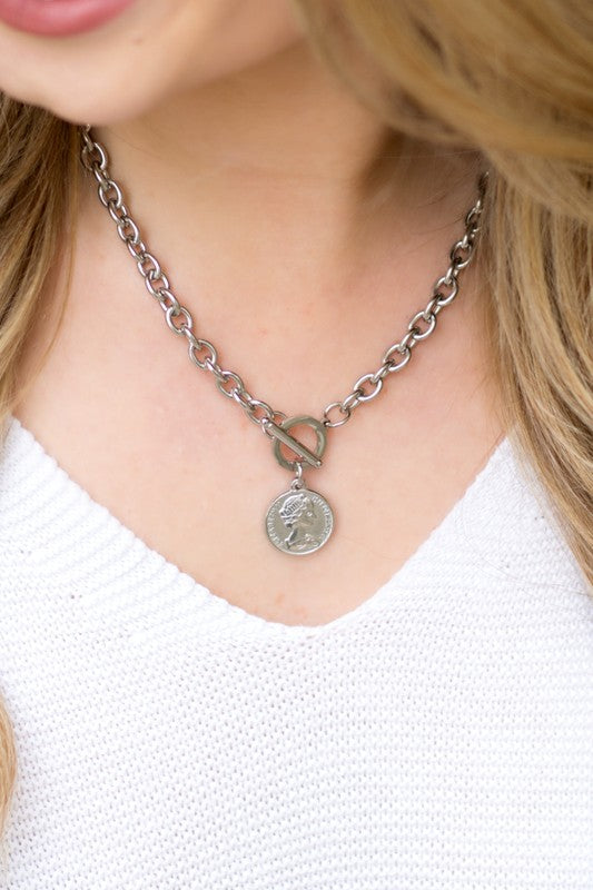 Penny Coin Accent Chain Necklace