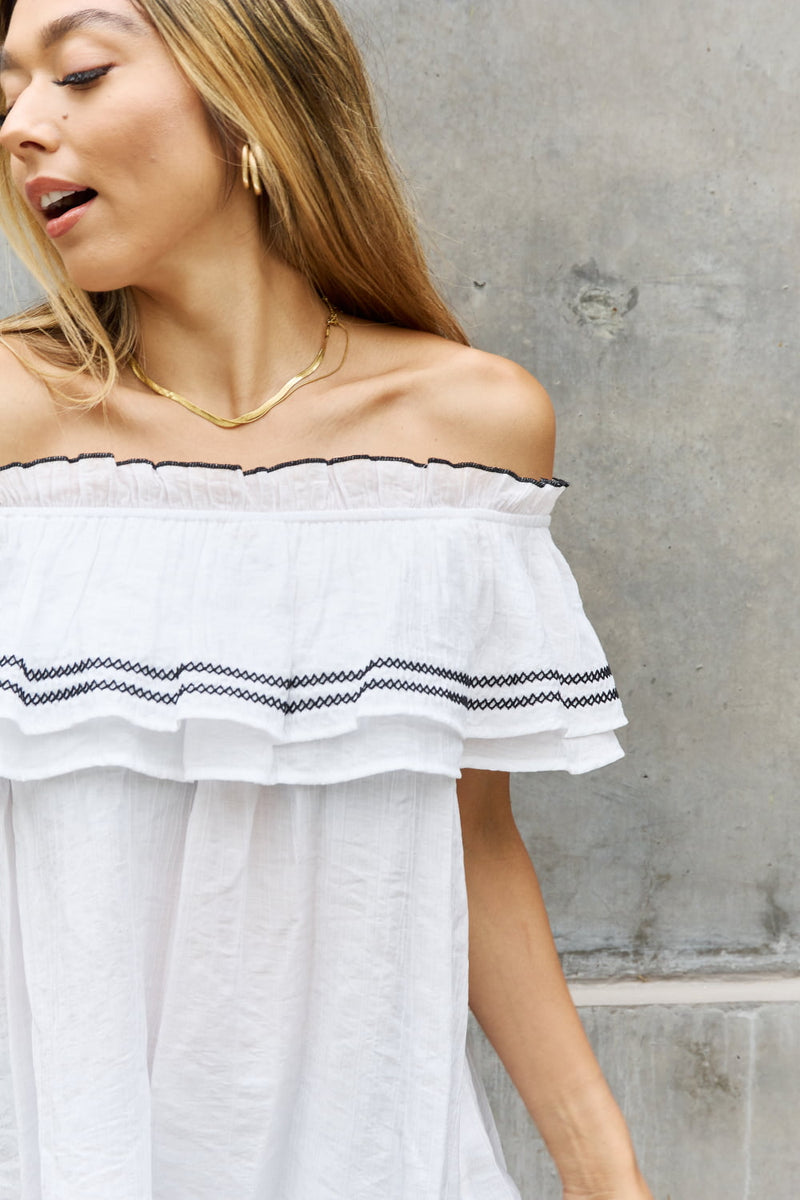 Cyrus Off The Shoulder Ruffle Blouse