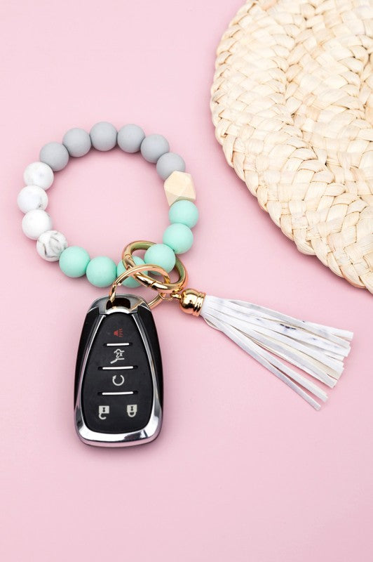 May Silicone Color Block Key Ring Bracelet