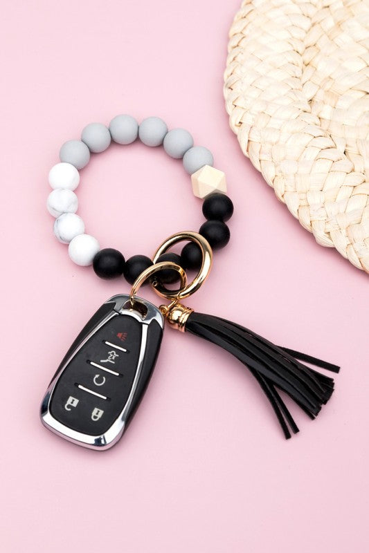 May Silicone Color Block Key Ring Bracelet