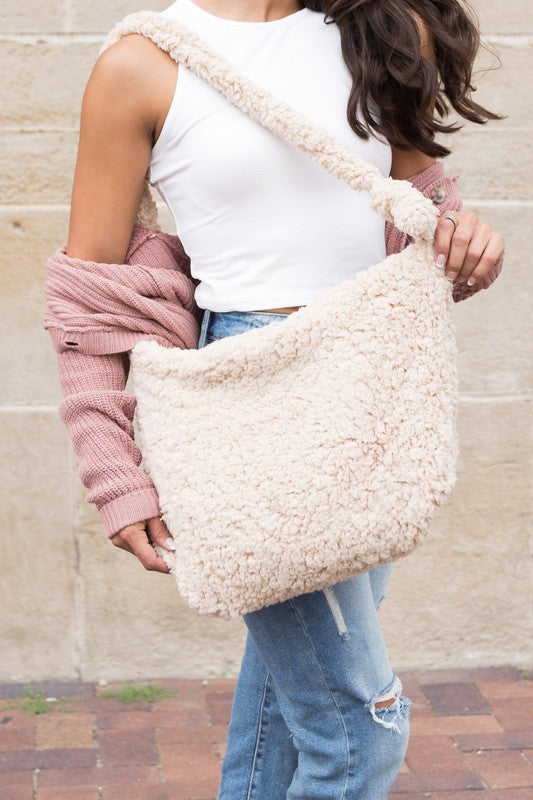Claire Boucle Sherpa Messenger Bag