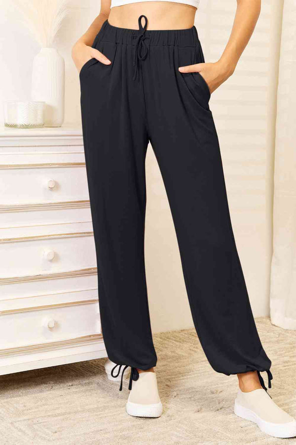 Brenna Full Size Soft Rayon Drawstring Waist Pants with Pockets