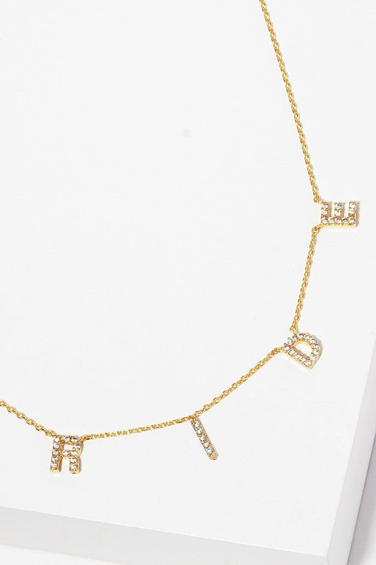 Sadie CZ Gold-Dipped BRIDE Letters Necklace