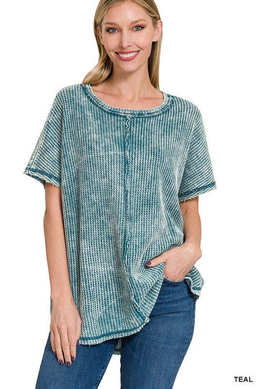 Deal of the Day Hallie WASHED BABY WAFFLE SHORT SLEEVE TOP