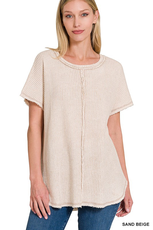 Deal of the Day Hallie WASHED BABY WAFFLE SHORT SLEEVE TOP