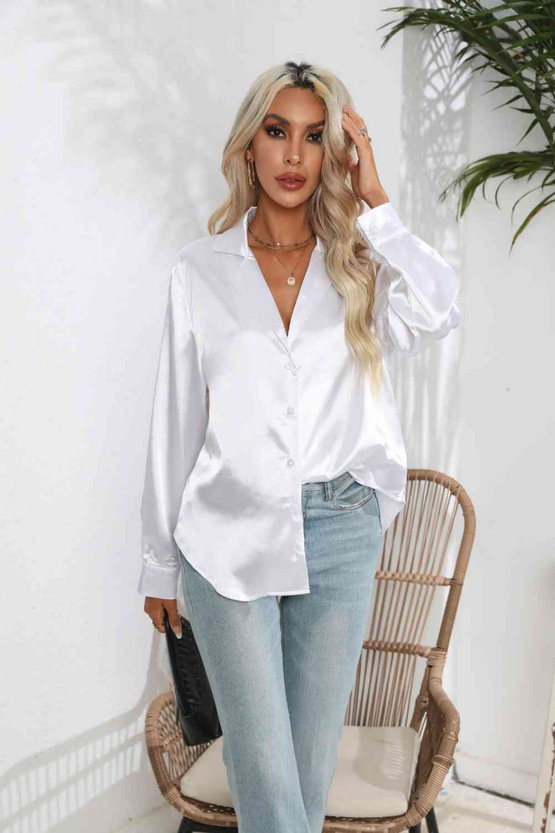 Courtney Lapel Collar Button Up Long Sleeve Shirt -- Deal of the day!!
