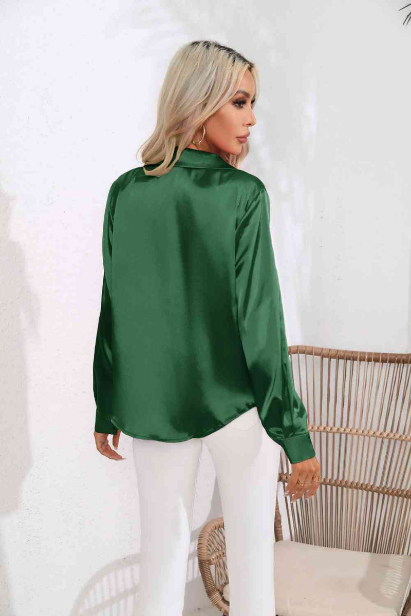 Courtney Lapel Collar Button Up Long Sleeve Shirt -- Deal of the day!!